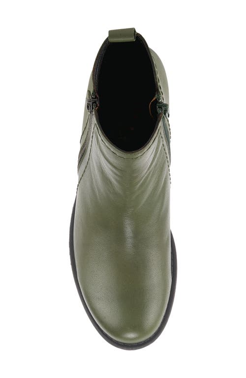 Shop Spring Step Oziel Bootie In Olive Green Leather