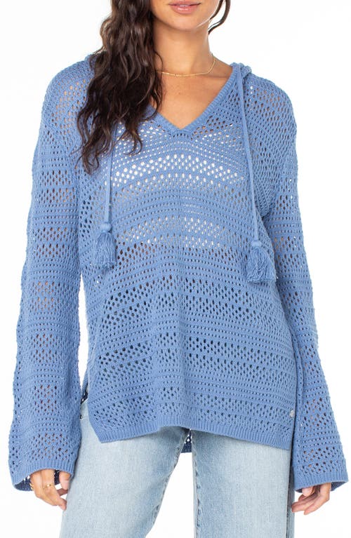 Shop Roxy Hippie Love Open Stitch Hoodie In Infinity Blue