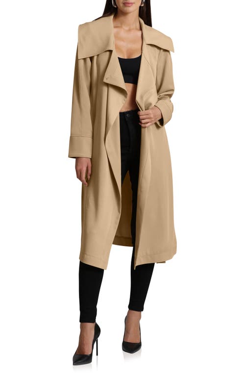 Shop Avec Les Filles Belted Drape Trench Coat In Khaki