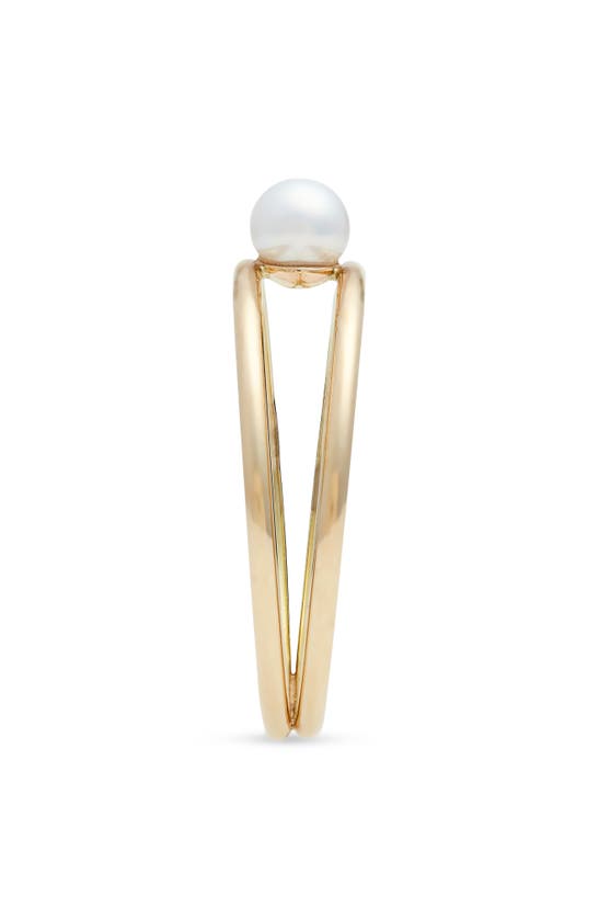 Shop Poppy Finch Cultured Pearl Double Band Ring In 14kyg