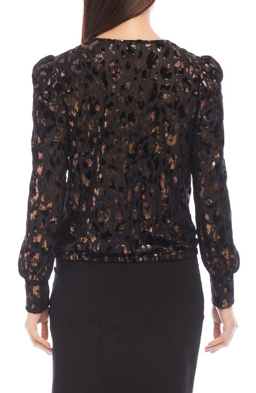 Shop Karen Kane Metallic Leopard Burnout Twist Front Top In Copper