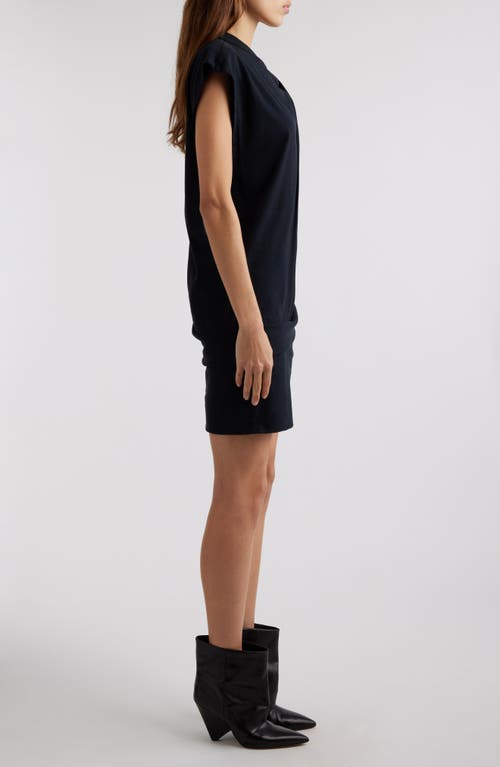 Shop Isabel Marant Leany Asymmetric Cotton Minidress In Black