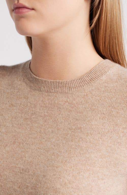 Shop Caslonr Caslon(r) Short Sleeve Wool & Cashmere Sweater In Tan Camel Dark Heather