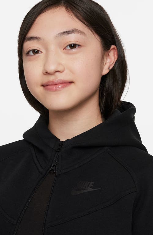 Shop Nike Kids' Tech Fleece Full Zip Hoodie In Black/black/black