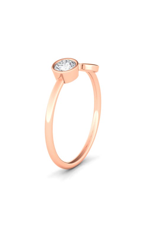 Hautecarat Letter Lab Created Diamond 18k Rose Gold Ring In 18k Rose Gold - J