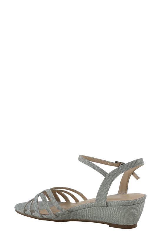 Shop Paradox London Pink Winslow Glitter Wedge Sandal In Silver Fabric