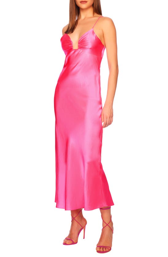 Shop Susana Monaco Square Wire Bias Cut Silk Slipdress In Shocking Pink