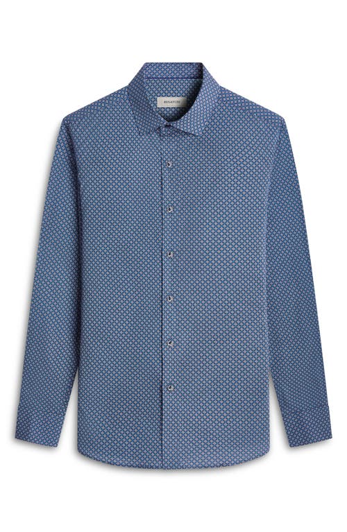BUGATCHI BUGATCHI AXEL SHAPED FIT MOSAIC PRINT STRETCH BUTTON-UP SHIRT