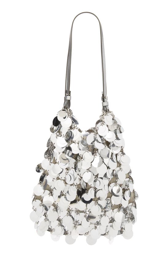 Shop Rabanne Large Sparkle Discs Shoulder Bag In P040 Silver