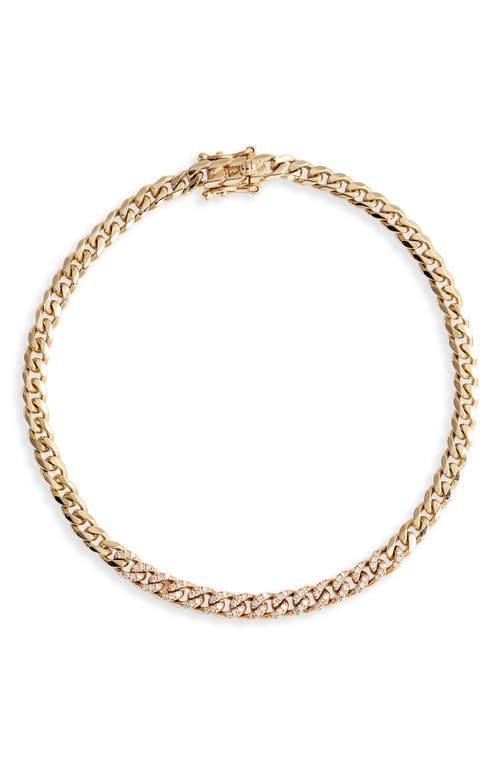 EF Collection Diamond Mini Curb Chain Bracelet in Yellow Gold at Nordstrom