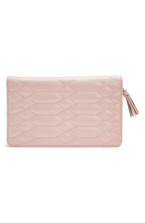 Wolf Caroline Large Leather Jewelry Travel Case In Rose Quartz