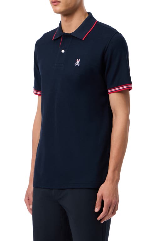 Shop Psycho Bunny Cambridge Tipped Piqué Knit Polo In Navy