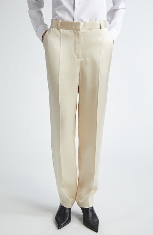 Shop Totême Toteme Satin Trousers In Ecru