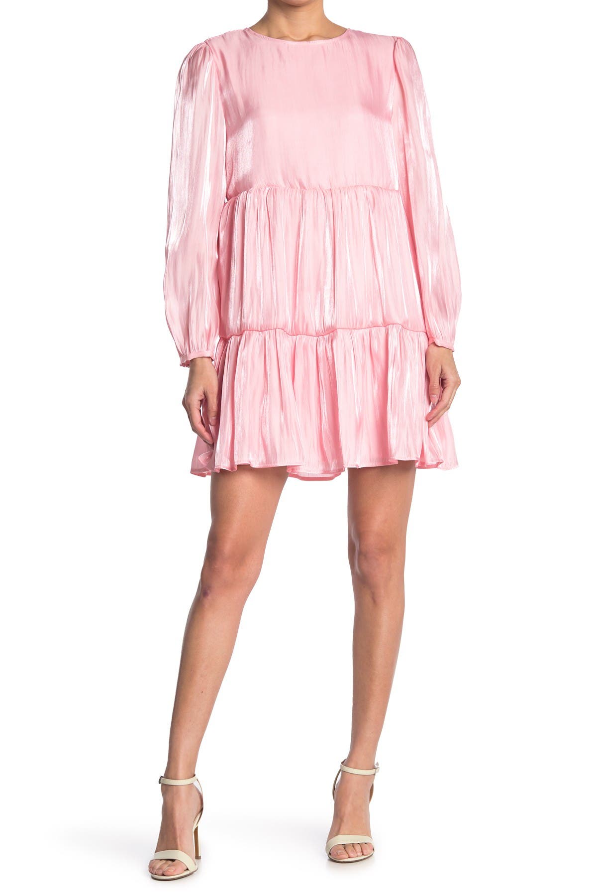 Abound Long Sleeve Tiered Dress In Light/pastel Pink