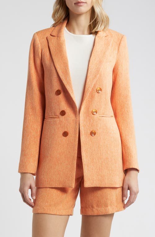 Shop Tahari Asl Tweed Double Breasted Boyfriend Jacket In Salmon