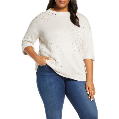 Plus Size Nic+Zoe Starry Eyed Sweater, White