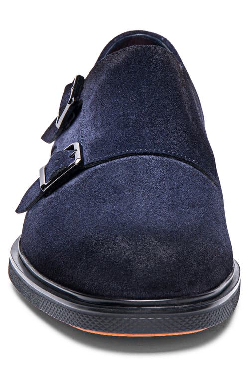 Shop Santoni Double Monk Strap Shoe In Blue