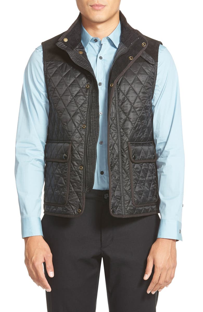 Burberry The Britain 'Rosston' Suede Trim Diamond Quilted Vest | Nordstrom