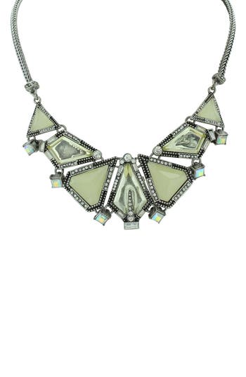 Olivia Welles Silver-tone Iridescent Crystal Bib Necklace In Metallic