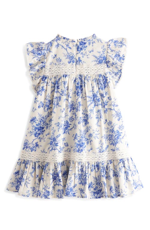 Shop Laura Ashley Kids' Wild Meadow Floral Flutter Sleeve Cotton Dress In Ivory Blue