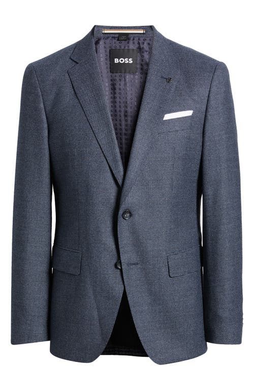 Shop Hugo Boss Boss Hutson Microcheck Stretch Wool Sport Coat In Dark Blue