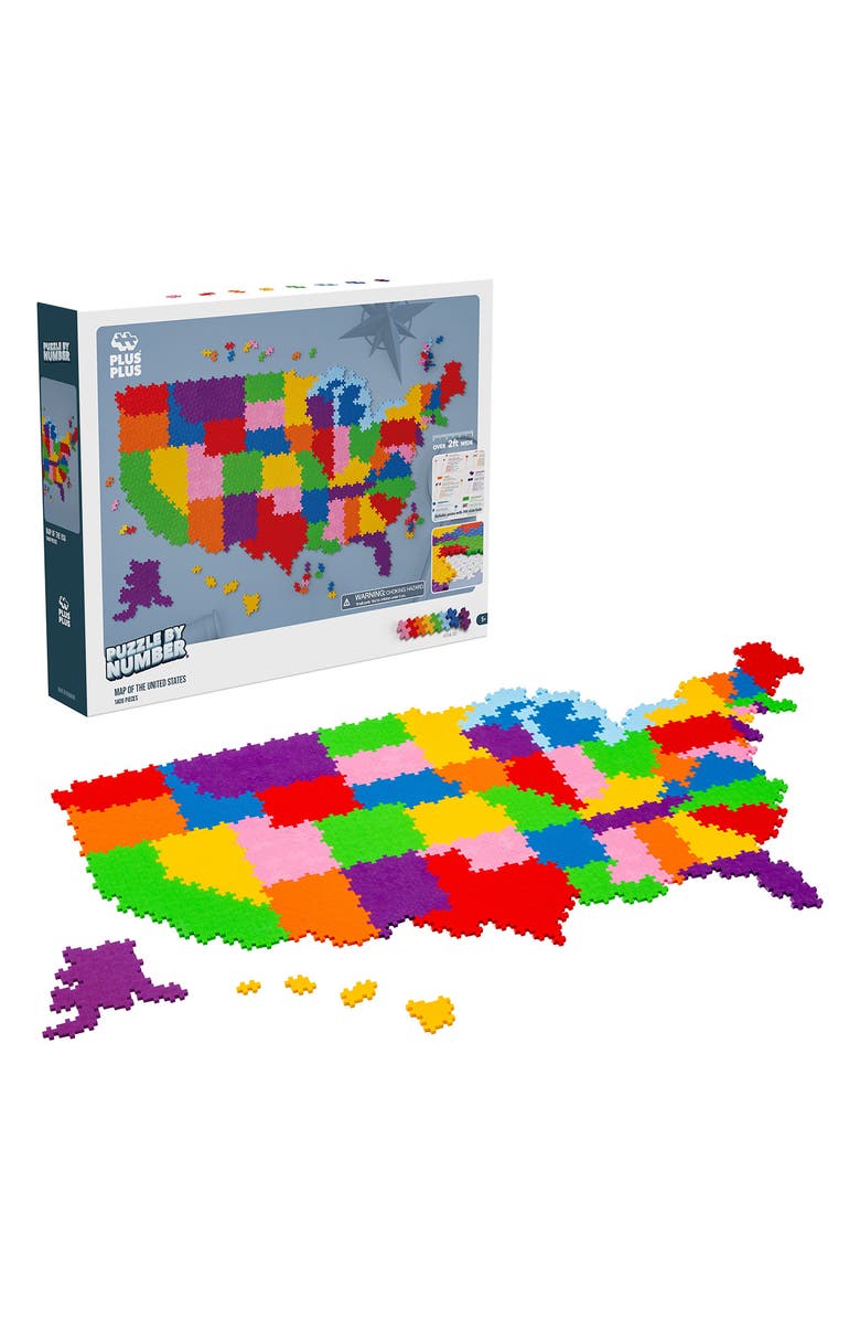 Plus-Plus USA 1400-Piece Map of USA Puzzle by Number, Main, color, Multi-Color/ Mix