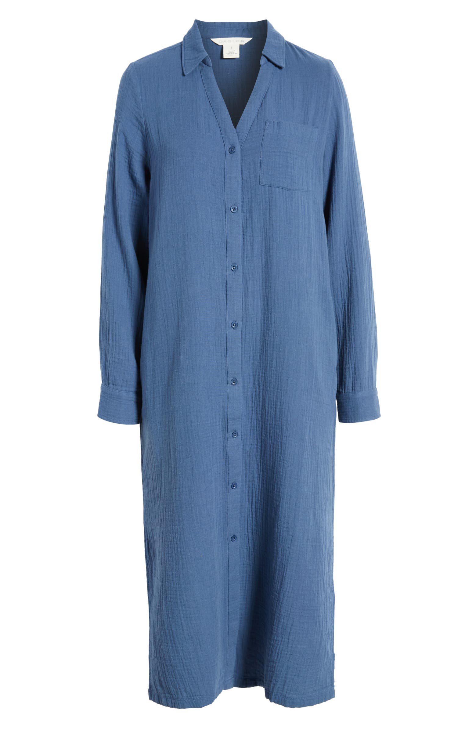 Caslon® Cotton Gauze Long Sleeve Midi Shirtdress | Nordstrom