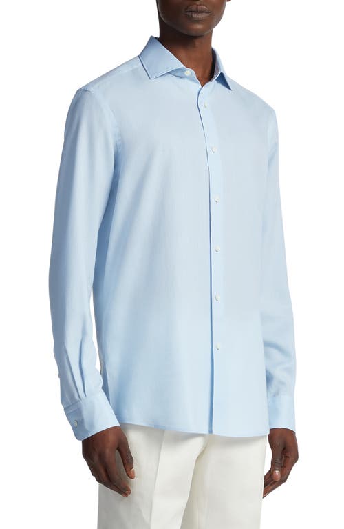 ZEGNA Cashco Cotton & Cashmere Button-Up Shirt Glacier Blue at Nordstrom,