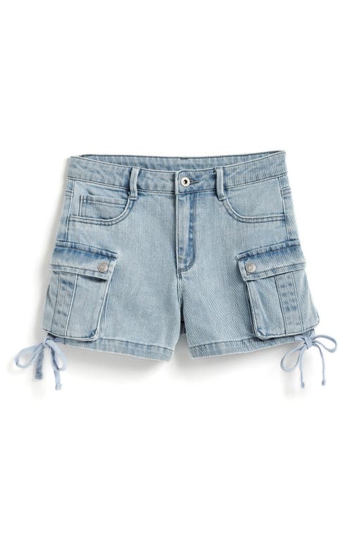Tractr Kids' Side Tie Denim Cargo Shorts in Indigo