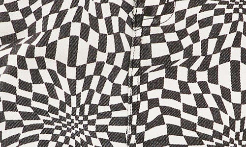 Grey Lab Warped Checkerboard Denim Miniskirt In Black/white
