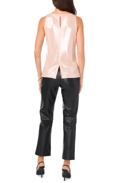 Shop Vince Camuto Metallic Foil Knit Tank Top In Rose Clay