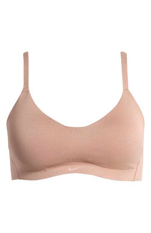 Shop Nike Alate Minimalist Dri-fit Padded Sports Bra In Desert Dust/white