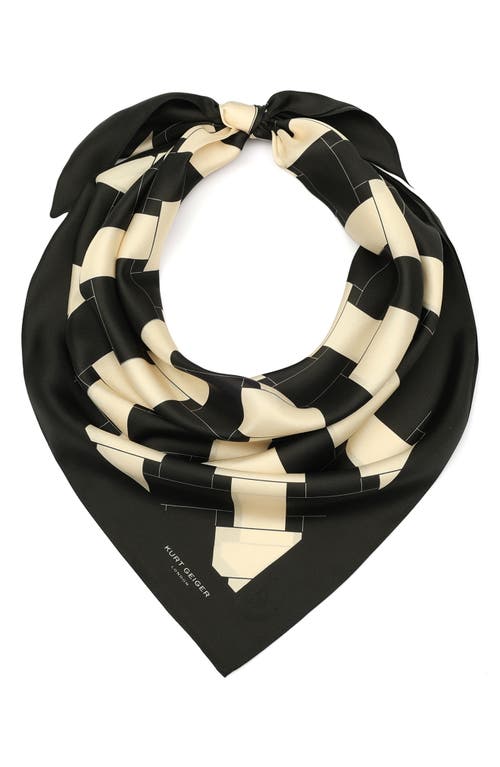 Basket Weave Large Silk Scarf in Black