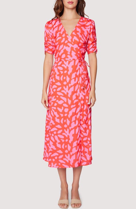 Sweet Envie Print Wrap Midi Dress