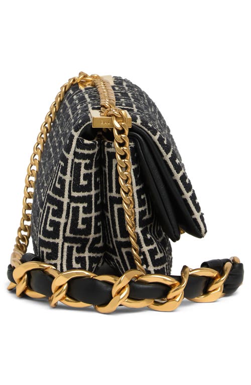 Shop Balmain Small 1945 Soft Monogram Jacquard Crossbody Bag In Ivory/black