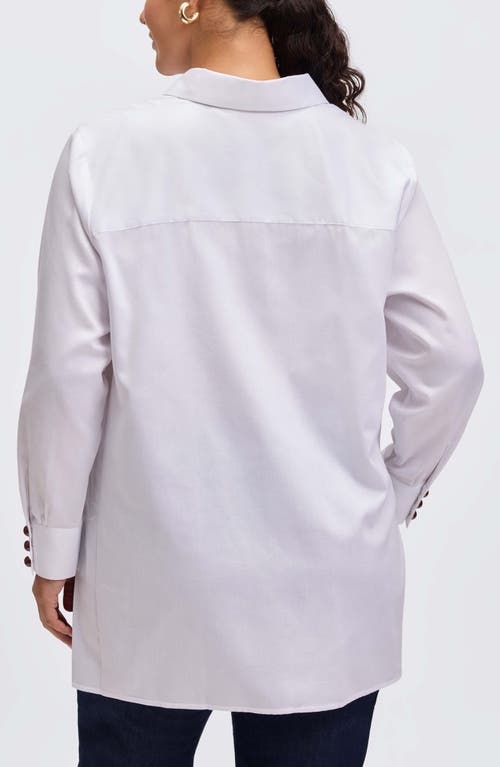 Foxcroft Paityn Retro Circle Jacquard Cotton Blend Button-up Shirt In White