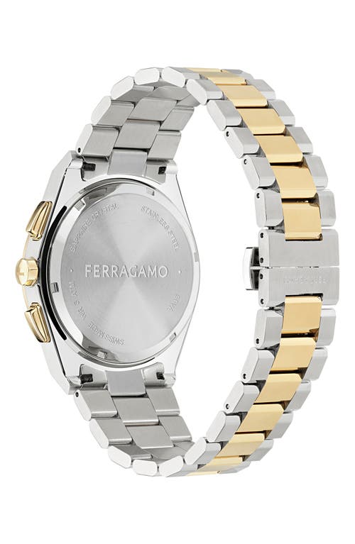 Shop Ferragamo Vega Upper East Two-tone Bracelet Chronograph Watch, 42mm In Two Tone