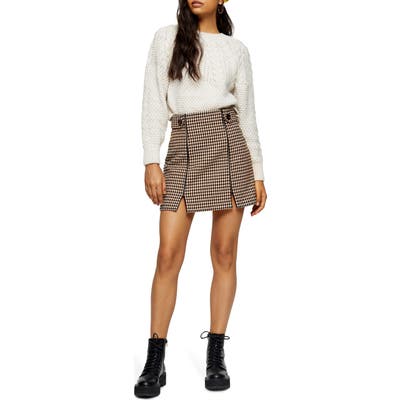 Topshop Houndstooth Miniskirt, US (fits like 6-8) - Ivory