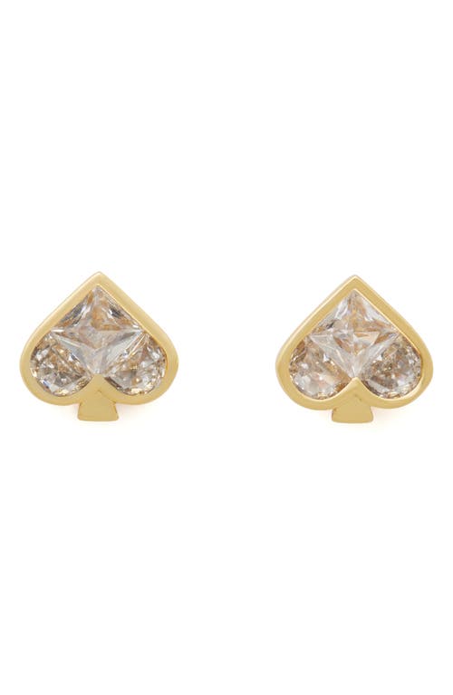 Kate Spade Colored Cubic Zirconia Spade Stud Earrings In Clear/gold