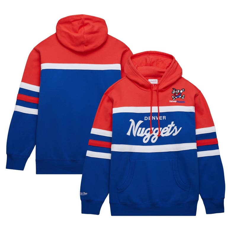 Shop Mitchell & Ness Royal/red Denver Nuggets Head Coach Pullover Hoodie