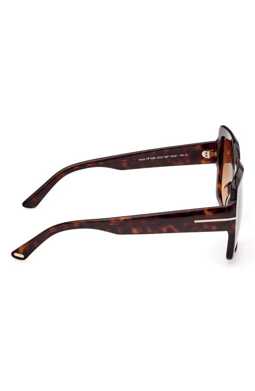 Shop Tom Ford Kaya 54mm Square Sunglasses In Shiny Dark Havana/brown