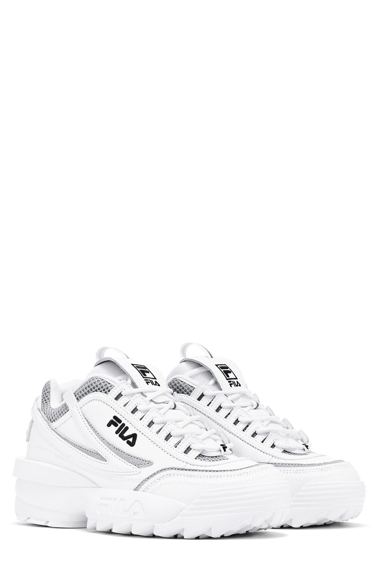 fila all white sneakers