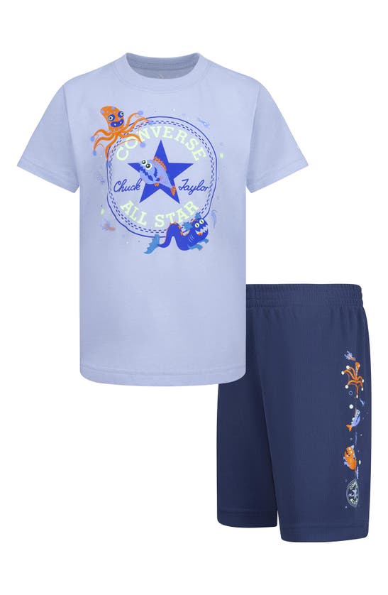 Shop Converse Kids' T-shirt & Shorts Set In  Navy