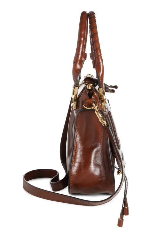 Chloé Small Marcie Bag In Shiny Leather In Sooty Brown