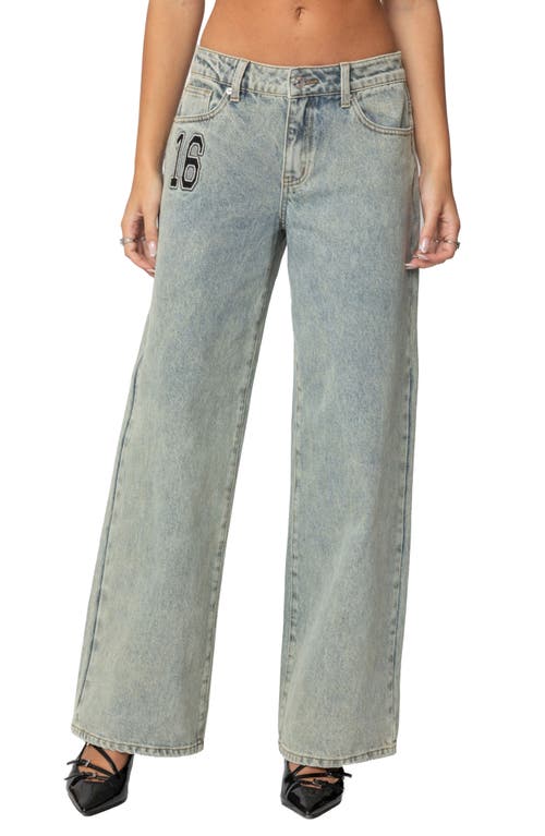 Edikted 16 Wide Leg Jeans In Blue-washed