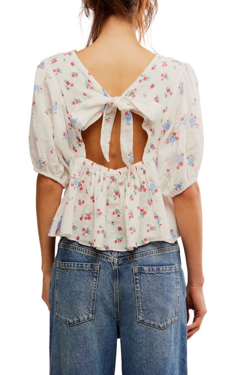 Shop Free People Chloe Mixed Print Back Cutout Top In Tea Combo