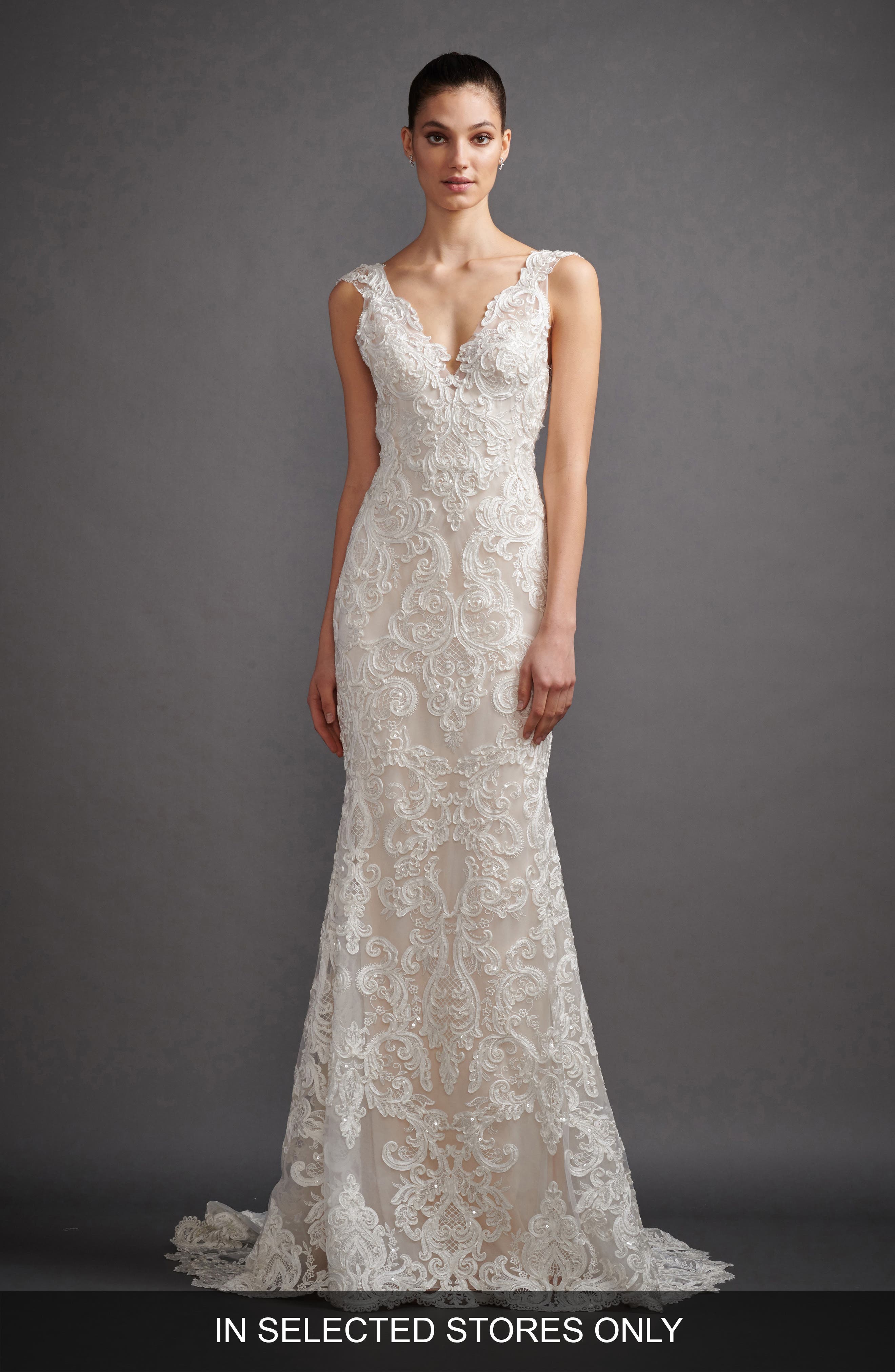 Lazaro Lucia Mikado & Soutache Lace Trumpet Wedding Dress, Size IN STORE ONLY - Ivory
