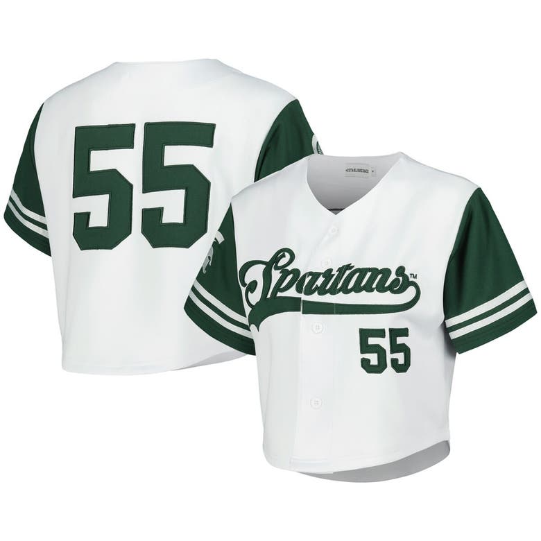 Shop Established & Co. White Michigan State Spartans Baseball Jersey Cropped T-shirt