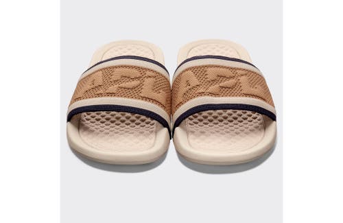 Shop Apl Athletic Propulsion Labs Big Logo Techloom Slide Sandals In Alabaster/tan/navy