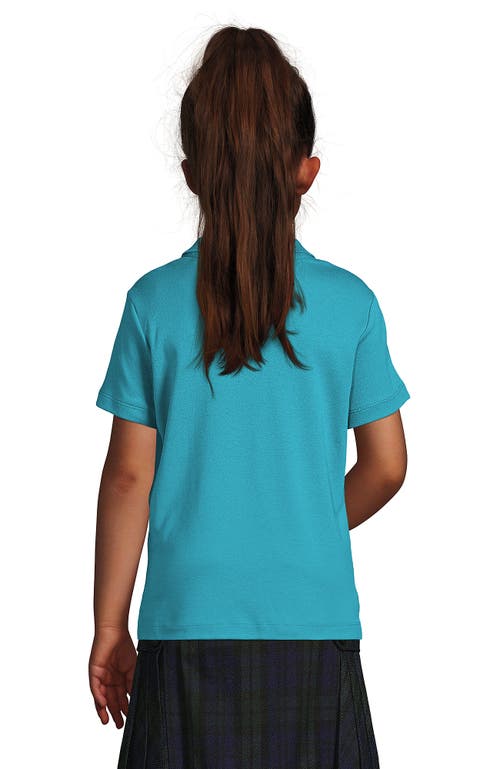 Shop Lands' End School Uniform Girls Short Sleeve Feminine Fit Interlock Polo Shirt In Teal Breeze